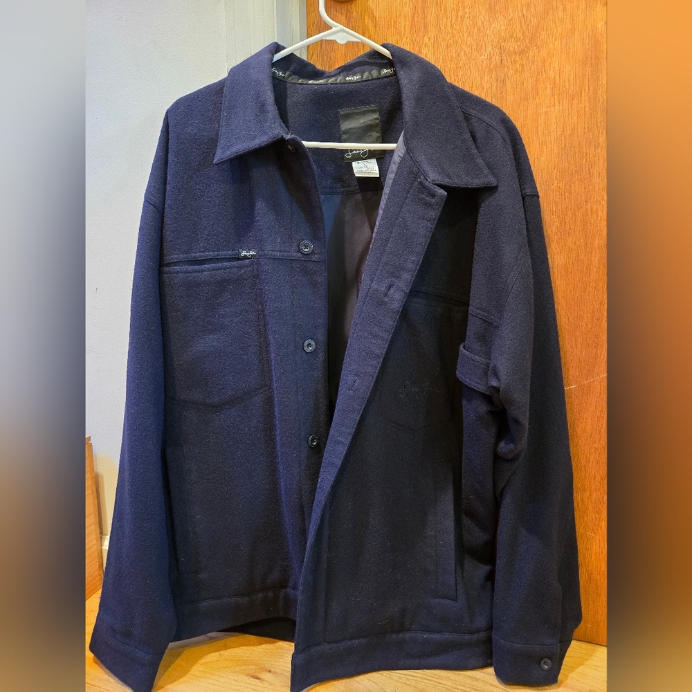 Men's Sean John Wool Blend Sport Jacket - Navy Blue - Size L